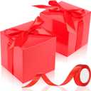 MotiMind 48 Pcs Valentine's Day Gift Boxes with Ribbon Small Party Favor Boxes with Lids Mini Treat Candy Container for Wedding Party Birthday and More (Red,6 Inch)