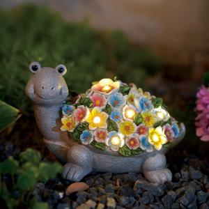 Nacome Solar Turtle Garden Decor with Flowers: Outdoor Clearance Statues Lights for Outside Lawn Ornaments Porch Patio Balcony Yard  Birthday Gifts for Mom Grandma Women