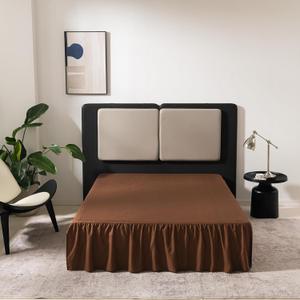 Brown Bed Skirt King Size Ruffled Bed Skirt with Split Corners, King Bed Skirt 14 Inch Drop, King Size Bed Skirt Brown for Ruffled Bed Skirt with Split Corners, Bed Skirt King Size