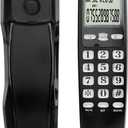Mini Wall Mount Landline Telephone with LCD Display Caller ID for Home Office Hotel, Corded and Cordless, No AC Power Required Black (Black)