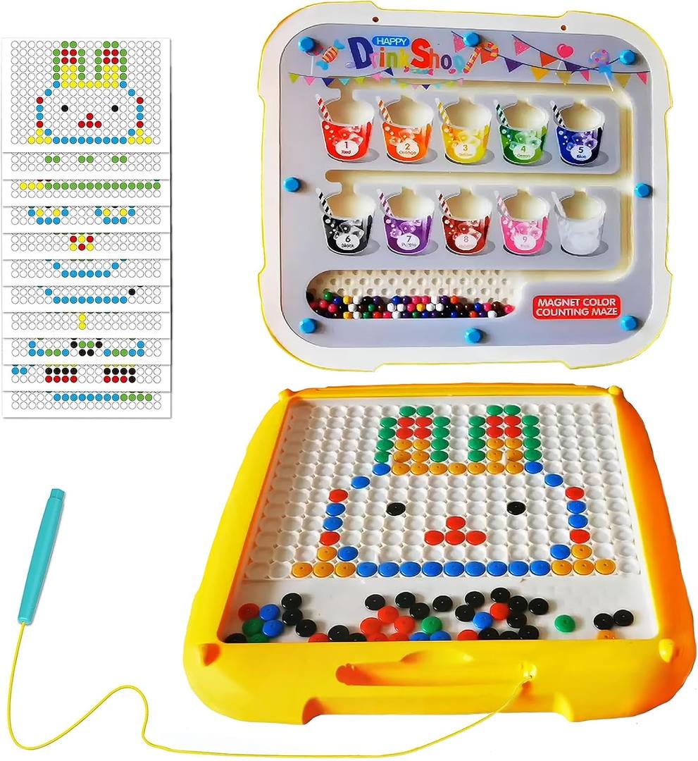 JAZOXDMR Magnetic Color and Number Maze, 2 in 1 Montessori Toys, Magnetic Drawing Board, Color Sorting Learning Counting Puzzle Board, LearningToddler Travel Toys for Kids Boys Girls Preschooler