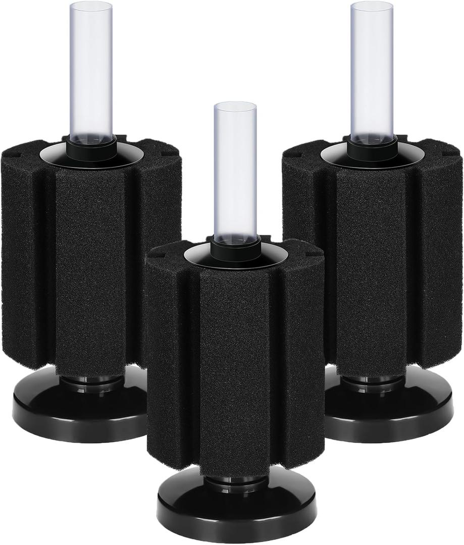 AQUANEAT 3 Pack Aquarium Bio Sponge Filter Breeding Fry Betta Shrimp Nano Fish Tank(M Large up to 50Gal)