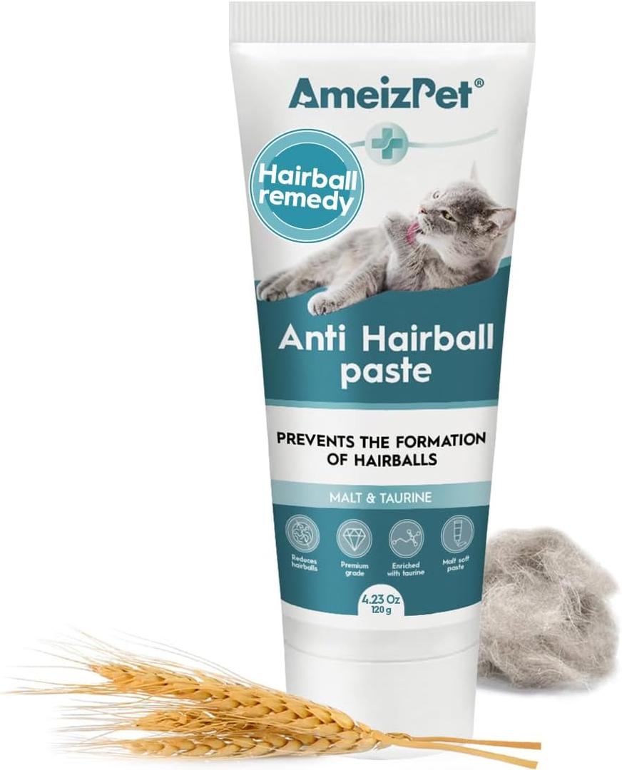 Hairball Remedy for Cats, Anti-Hairball Malt Paste for Pet Fur, Treatment for Long & Short Fur Cats, 4.23 Oz (120g), EXP. 08/04/2027