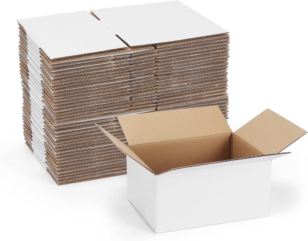 40 Pack Small Shipping Boxes 8x6x4 Inches, White Corrugated Cardboard Mailing Box for Shipping, Packing, Business