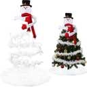 Hoolerry 3 Pcs Christmas Decoration Set Include Snowman Tree Topper White Christmas Tree Skirt and Feather Ribbon Garland Trim for Winter Wonderland Party Indoor and Outdoor Decorations