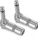 2-Pack Premium 1/4 Inch Right Angle Guitar Cable Adapter 90 Degree 6.35mm 1/4" TS Male to Female Mono Heavy Duty Metal Connector for Bottom Plug Guitar/V-Shape Guitar/Front Facing Jack Guitar