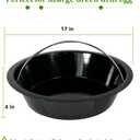 Ash Can with Handle Compatible with XL Big Green Egg,Charcoal Ash Collector Must Haves Green Eggs Accessories Carbon Steel Ash Pot with Enamel Coating Steel Folding Handle Kamado Ash Basket
