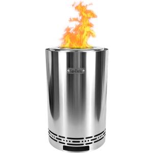 9.2 inch Smokeless Fire Pit, Smokeless Stove for Camping, Outdoor and Patio, Fueled by Wood Pellets or Firewood，Sliver