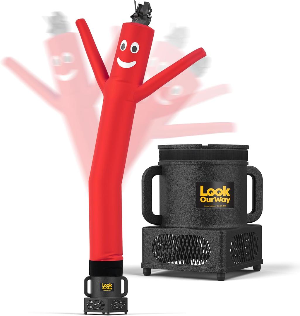 LookOurWay Air Dancers Wacky Waving Inflatable Tube Man - 7ft Tall Inflatable Dancing Man with Weather-Resitant Blower for Business Advertising - Red