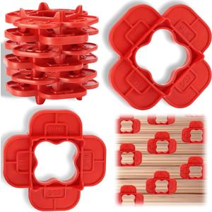 2 x 8 Pcs Red ABS Deck Spacer Tool - 4-in-1 Camo Deck Tool with Multi-Size Deck Board Spacers (5/32", 3/16", 1/4", 5/16") for Composite, PVC & Hardwood Decking - Reusable & Fast Install