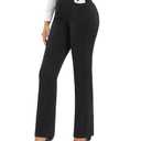 Stelle Women Dress Pants Business Casual Straight Leg 30" Stretch Work Pants Pull On Slim-fit Regular Slacks with 4 Pockets (Black, Medium)