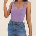 KEEPBEAUTY Womens Tank Tops Dressy Summer Sleeveless Shirts Sexy Square Neck Double Lined Fitted Tops T Shirts Blouses Purple L