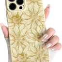 NITITOP Compatible with iPhone 13 Pro Max Case Silicone Cute Flower Floral Sunflowers Pattern for Women Girl Trendy Slim Fit TPU Silicone Shockproof Full Camera Protection Cover - Yellow