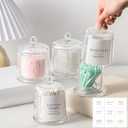 Maxdot 4 Pack Glass Swabs Holder Dispenser Glass Apothecary Jars with Lid for Bathroom Essential Canisters Accessories Vanity Makeup Organizers for Cotton Ball, Swabs, Makeup Sponges, Candy, Jewelry