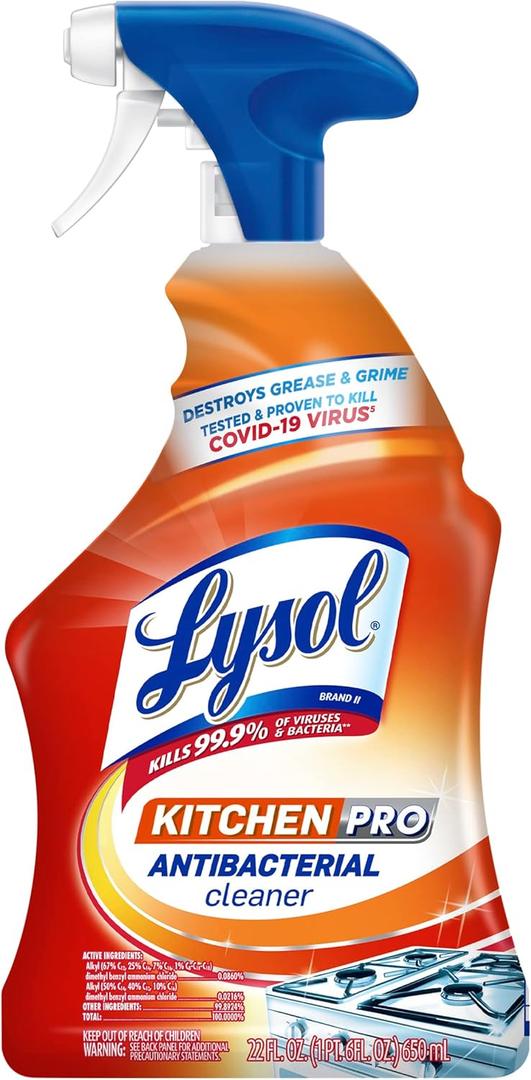 Lysol Pro Kitchen Spray Cleaner and Degreaser, Antibacterial All Purpose Cleaning Spray for Kitchens, Countertops, Ovens, and Appliances, Citrus Scent, 22oz (22 Ounce (Pack of 1))