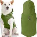 Gooby Fleece Vest Hoodie Dog Sweater - Green, X-Small - Warm Pullover Dog Hoodie with O-Ring Leash for Small to Medium Dogs