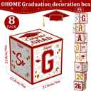 OHOME 8 Pack Graduation Decorations 2026 - Graduation Party Decorations 2026 - Balloon Boxes for Class of 2026 Party Favors Supplies - Yard Signs Banner Backdrop Decor (Red)