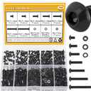 705 Pieces M2.5 Screws Nuts Washers Set Black, Sutemribor M2.5 x 4/6/8/10/12/16/20mm Button Head Socket Cap Screws Nuts Washers Assortment Kit, 10.9 Grade Alloy Steel, Fully Threaded