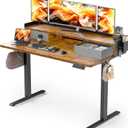 48x24 Inches Electric Standing Desk with 2 Drawers, Height Adjustable Stand up Desk for Home Office, Ergonomic Sit to Stand Table with Storage Shelf, DIY Board, Hooks, Rustic Brown