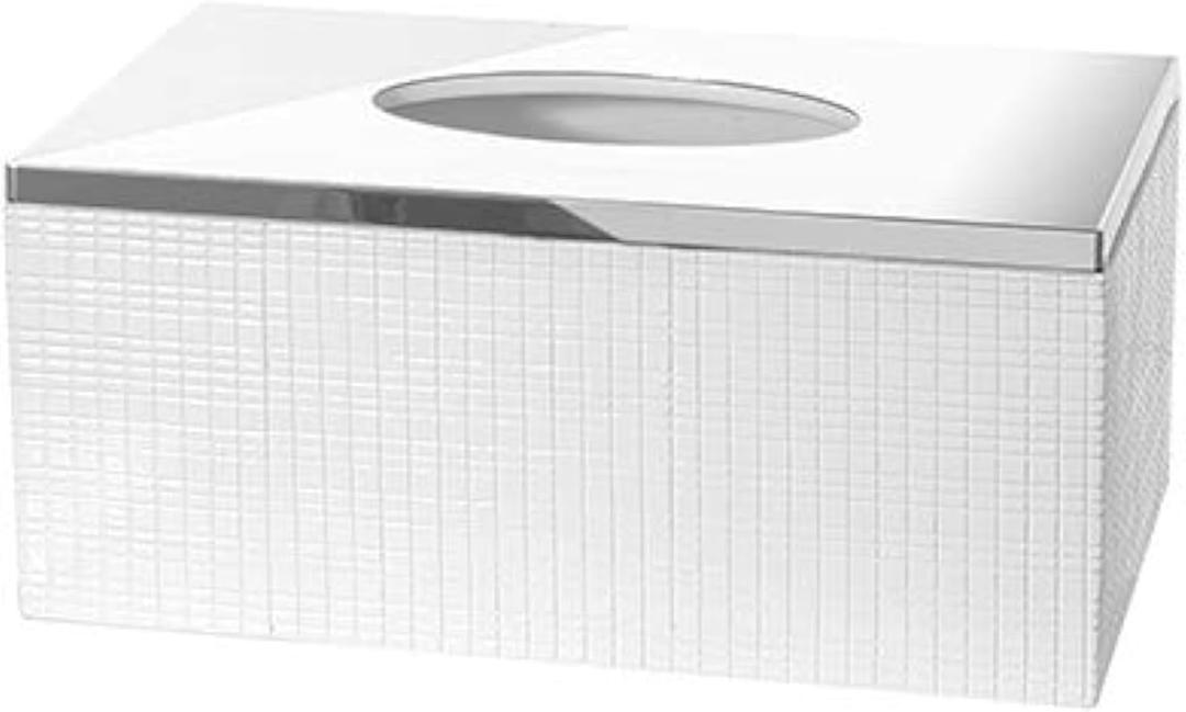 Creative Scents Estella Rectangle Tissue Box Cover  White Tissue Box Holder Rectangular  Decorative Tissue Holder for Bathroom  Elegant White Bathroom Accessories Decor