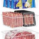 iSPECLE Upright Freezer Organizer Bins - 3 Pack Small Freezer Bins for 5 / 6 / 6.5 / 6.8 / 7 cu.ft Upright Freezer Easy Get, No Food Falling off, Upright Freezer Baskets Allow Air Circulation, White