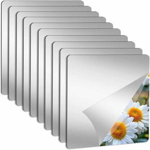 Abyssaly 10 Pack Acrylic Mirror Tiles, 11.8" x 11.8" Stick on Mirrors for Wall, Flexible Plastic Mirror Sheets Wall Stickers Small Espejos for Bedroom Home Gym Door