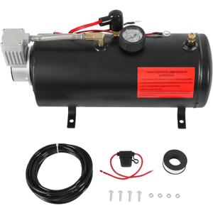 DC 12V MAX 150PSI Air Compressor Tank Pump with 3 Liter Tank 0.8 Gallon Portable Air Compressor Pump for Train Truck Pickup Motorhome Horns On Board 3L Train Inflator (Not Specified)