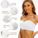 DOCUMO Women Strapless Bra Padded Bandeau Bra Non-Slip Silicone Bras (Gray, L)