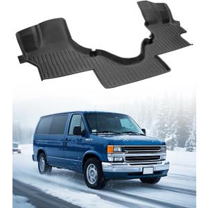 Car Floor Mat for Ford Econoline: for Econoline/E-Series 2025-2007 E150/E250/E350/E450, All Weather TPE Carpet Rubber Rug Interior Vehicle Accessories Heavy Duty RV Van Floormats Front Row Liner