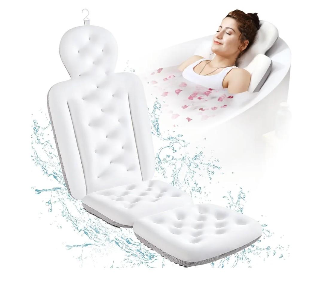 Full Body Bath Pillow for Bathtub, Thick Bathtub Cushion, Luxury Tub Pillow for Bath for Headrest Neck and Back Support White 51" x 16"