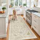 Madane Hallway Runner 3x8, Kitchen Rugs Washable Entryway Rug 8ft Vintage Kitchen Runners Non Slip Indoor Area Rug Farmhouse Carpet Runner for Bathroom Living Room Bedroom (3 X 8, Beige/Blue)