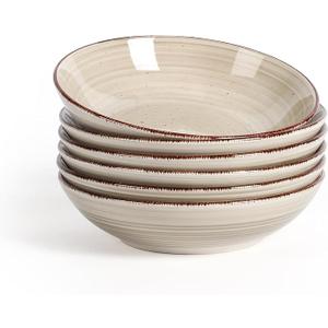 TootieWare Pasta Bowls Set of 5, 38 oz Salad Bowl, Ceramic Plates, Microwave & Dishwasher Safe Serving Bowls, Soup Gifts for Mother Women Men, Grey