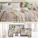 MooMee Striped Duvet Cover Set 100% Washed Cotton Linen Like Textured Breathable Durable Soft Comfy (Orange Classic Stripes, Queen 90"x90")