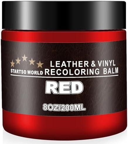 STARTSO WORLD Leather Recoloring Balm, Red Leather Repair Kit for Furniture, Leather Dye, Leather Color Restorer for Couches, Leather Couch Paint | Repair, Restore & Renew Old, Faded Leather