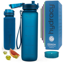 Hydracy Water Bottle with Time Marker -Large BPA Free Water Bottle & No Sweat Sleeve -Leak Proof Gym Bottle with Times to Drink - Ideal for Fitness Sports & Outdoors