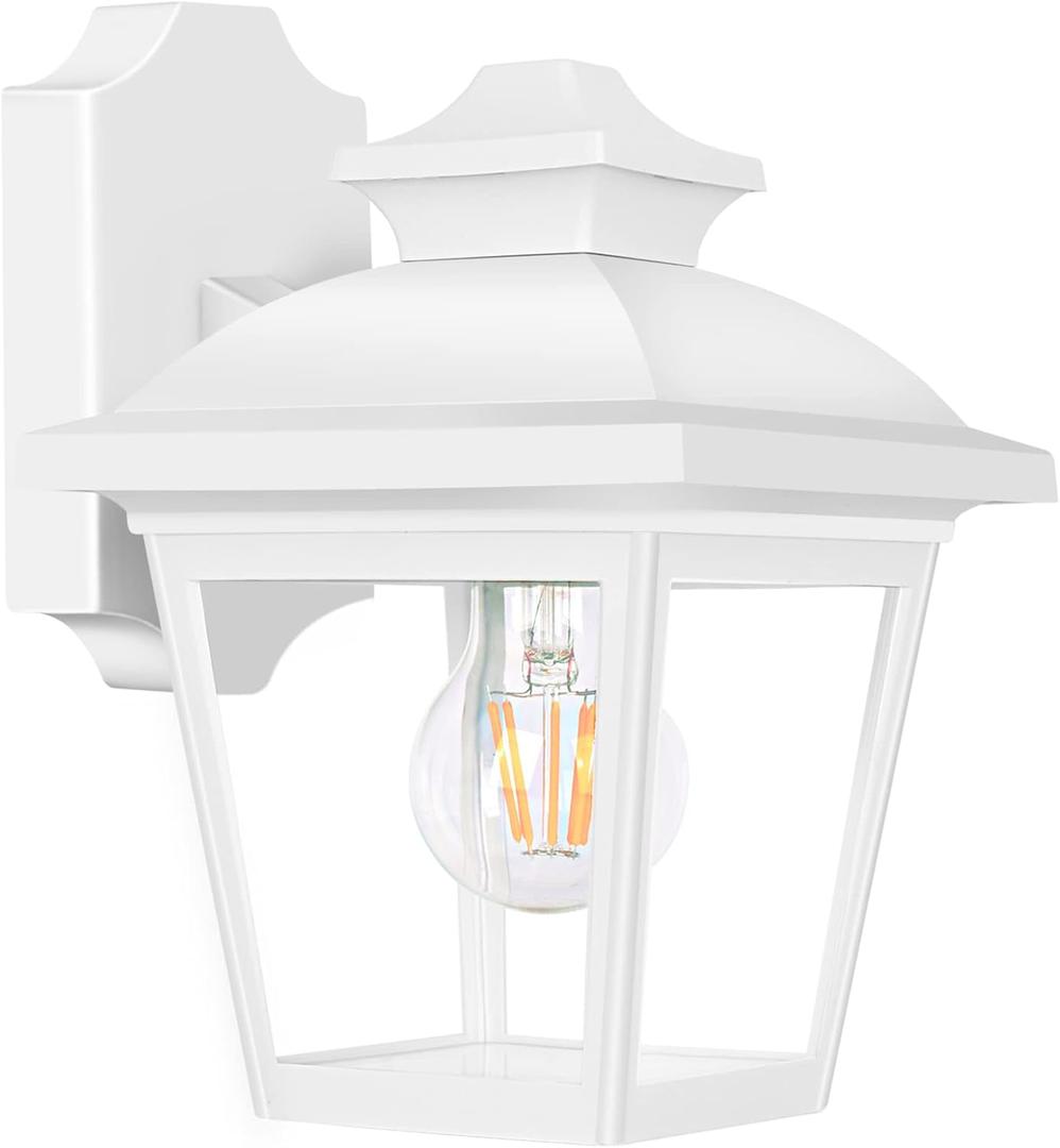 FUDESY Outdoor Wall Lantern, Exterior Waterproof Porch Light, Plastic Material Wall Sconce Light Fixture for Front Door, Garage, Patio, White, FDS746E26W (Bulb Included) (No Sensor)