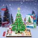 Christmas Tree Building Blocks, Christmas Decorations Set with Santa Claus & Reindeer, Creative Tabletop Decor Xmas Gifts Toys for Kids Adults Teen Boys & Girls