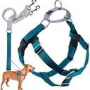 2 Hounds Design Freedom No Pull Dog Harness, Adjustable Harness and Leash Set, Easy Walking & Comfortable Control, Fits Small, Medium & Large Dogs, Solid Colors, Made in USA, 5/8" SM, Teal