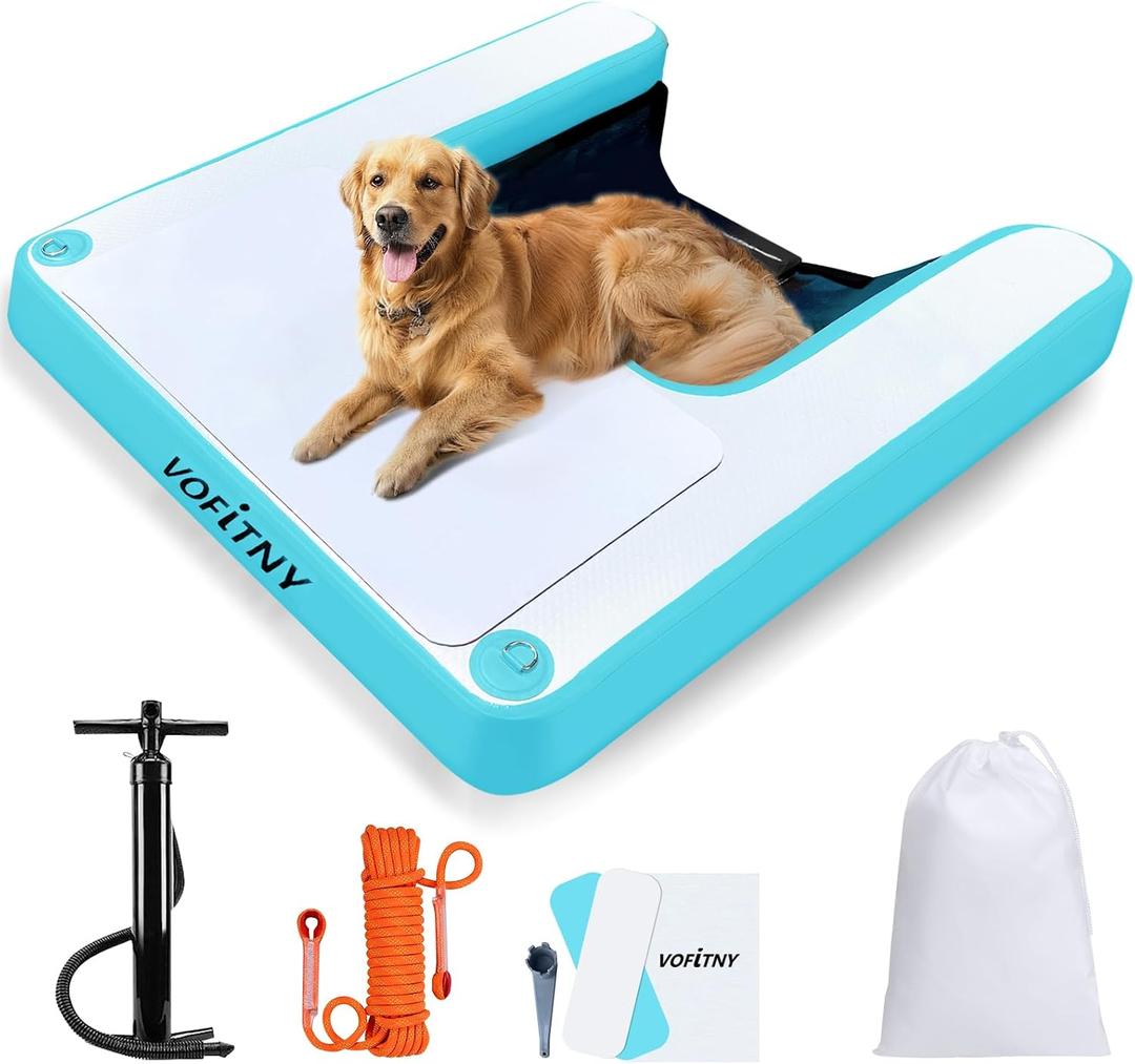 VOFiTNY Inflatable Floating Dog Docks Water Ramp Protable Pup Floats Ladder for Pool Lake
