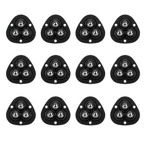 12PCS Self Adhesive Mini Caster Wheels for Small Appliances Black