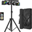DJ Lights with Stand for Party | All-in-One LED Stage Lighting System for Weddings Club Gig Bar Band Disco Booth Live Show Events | Sound Activated & DMX512 | Portable 7FT Tripod