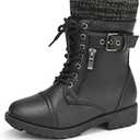 DREAM PAIRS Girl's Mid Calf Combat Ankle Lace up Boots, 11 Little Kid Black