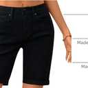 OFLUCK Shorts for Women Mid Rise Roll Cuff Bermuda Stretch Denim Jean Shorts (Black)