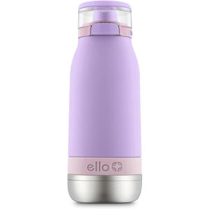 Ello Emma 14oz Vacuum Insulated Stainless Steel Kids Water Bottle with Straw and Built-in Carrying Handle and Leak-Proof Locking Lid for School Backpack, Lunchbox and Outdoor Sports, Lilac