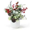 HOMCDALY Artificial Plants Tabletop Christmas Decorations, Fake Plants in Ceramic Plant Pot, Small Chritstmas Tree for Home Décor, Dining Table Centerpiece, Christmas Decor Indoor