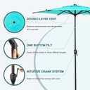 Abba Patio 7.5FT Lyon Outdoor Patio Umbrella Outdoor Table Umbrella with Push Button Tilt and Crank Market Umbrella 6 Sturdy Ribs UV Protection Waterproof for Garden Deck Backyard Pool, Turquoise