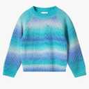 Girls Striped Sweaters Gradient Long Sleeve Cable Knit Sweater Chunky Pullover Jumper Fall Winter 13-14Y