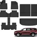 Jenofa-Car Floor Mats for Hyundai Palisade 2020-2025 7&8 Seat All Weather Mats Waterproof Durable Full Set Floor Liner Custom for Palisade Accessories Black (Floor Mats & Backrest Mat & Cargo Liner)