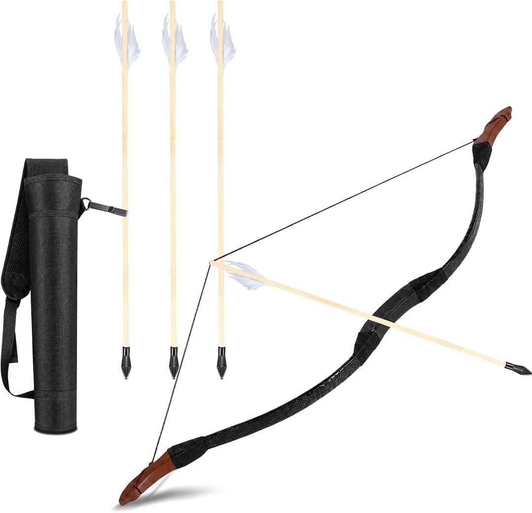 Silipull Wooden Bow and Arow Set 33 Inch Archery Set with Quiver Handmade