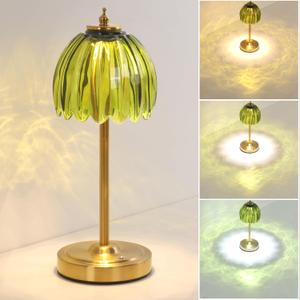 Shenmoyl Tulip Table Lamp with 5000mAh Battery & Touch Control, Cordless Table Lamp with 3 Colors, Dimmable Rechargeable Table Lamps for Bedroom, Nightstand, Living Room, Entryways (Green Tulip) (1 Pack)